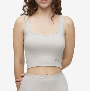 NWT Calvin Klein Pure Ribbed Cropped Tank Top in Cream